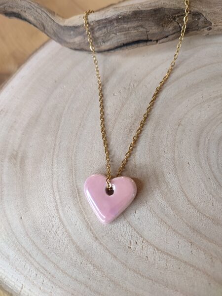 Collier acier inoxydable et coeur céramique 🩷 réf.C1424