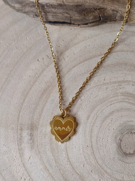 Collier en acier inoxydable "amour" 🖤 réf.C1433