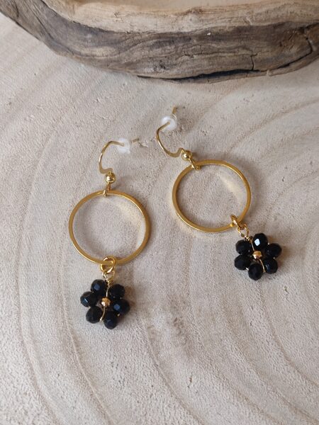 Boucles d'oreilles acier inoxydable et ses perles 🖤 réf.B1428