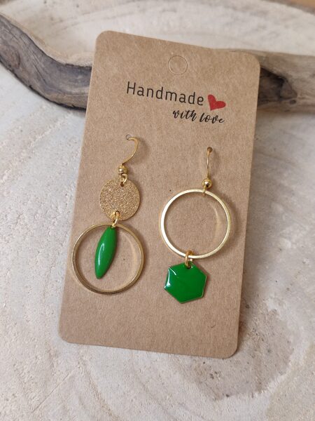 Boucles d'oreilles en acier inox doré 💚 réf.B976